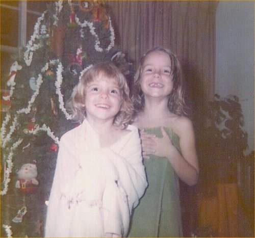 Angie & Carolyn in Xmas Towels