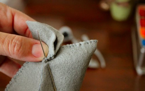 Felt Mouse Tutorial - Attaching the First Ear