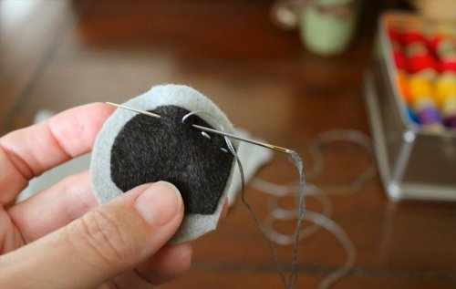Felt Mouse Tutorial - Ear - Detail Stitch Shown