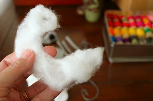 Felt Mouse Tutorial - Stuffing - Cotton Ball Stretched Out