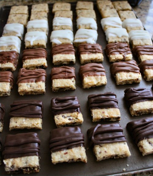 Cherry Almond Shortbreads - Dipped in Chocolate - Inside NanaBread's Head