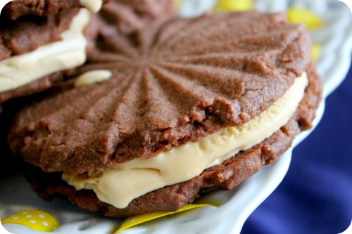 Dark Chocolate Dreams PB Cookies & Salted Caramel Ice Cream Sandwiches - Close-Up