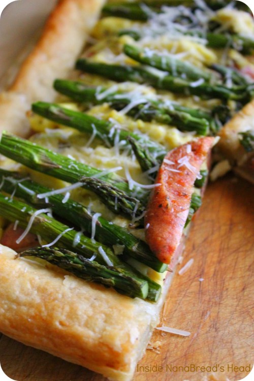 Spring Sausage Egg & Asparagus Tart - Cut